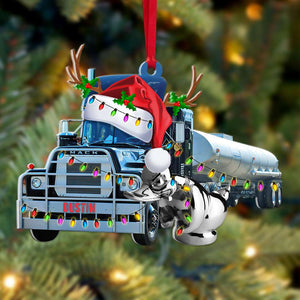 Trucker Christmas Mack Truck, Personalized Acrylic Ornament - Ornament - GoDuckee