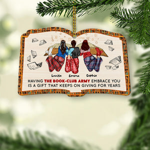 Bestie Book - Club Army, Personalized Book-shape Wood Ornament for Book Lovers - Ornament - GoDuckee