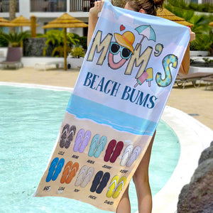 Mom's Beach Bums Personalized Beach Towel, Gift For Mom, Grandma - Beach Towel - GoDuckee