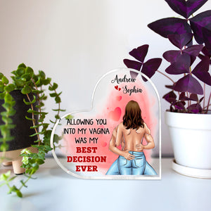 My Best Decision Ever, Personalized Couple Heart Shape Acrylic Plaque - Decorative Plaques - GoDuckee