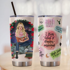 Personalized Tumbler Cup - To The Stars Who Listen & The Dreams That Are Answered - Reading Book Girl - Tumbler Cup - GoDuckee