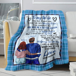 Personalized Hockey Couple Blanket - Life Is Better When We Stick Together - Blanket - GoDuckee