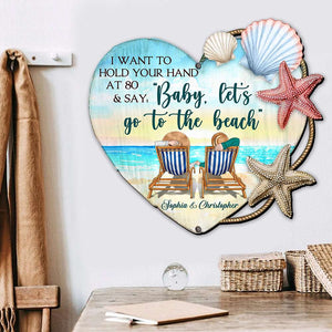Baby Let's Go To The Beach Personalized Layer Wood Sign - Wood Sign - GoDuckee