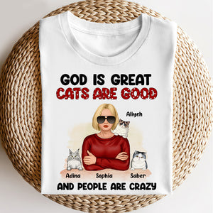 God Is Great Cats Are Good Personalized Shirt, Gift For Cat Lover - Shirts - GoDuckee