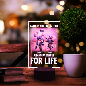 Father and Kid Riding Partners For Life - Personalized Led Night Light - Gift for Dad - Motocross Dad and Kid - Led Night Light - GoDuckee