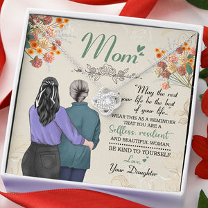 Mom Daughter Be Kind To Yourself - Personalized Love Knot Necklace - Jewelry - GoDuckee