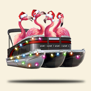 Pontoon Flamingo Christmas - Personalized Christmas Ornament - Gift for Pontoon Lovers - Ornament - GoDuckee