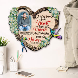 A Big Piece Of My Heart Lives In Heaven Custom Heaven Layers Wood Sign Gift For You - Wood Sign - GoDuckee
