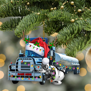 Semi Truck With Rubber Duck - Trucker Christmas Ornament - Ornament - GoDuckee