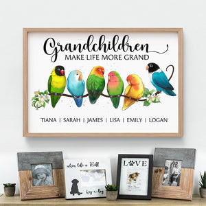 Grandchildren Make Life More Grand Personalized Grandma Grandpa Canvas Print, Gift For Family - Poster & Canvas - GoDuckee