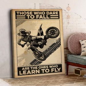 Vintage Motocross Poster - Those Who Dare To Fall - Poster & Canvas - GoDuckee