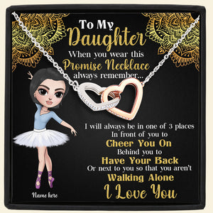 Ballet Cheer You On Have Your Back - Personalized Interlocking Hearts Necklace - Gift for Ballet Dancers, Ballet Girl Dolls - Jewelry - GoDuckee