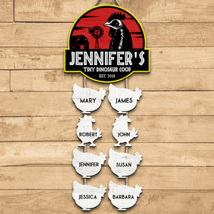 Chicken Coop Sign, Personalized Poultry Farming Wood Sign, Tiny Dinosaur Coop - Wood Sign - GoDuckee