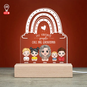 My Favorite People Call Me Grandma, Personalized Led Light, Grandma's Little Grandkids Led Light, Gift For Grandma, Mother's Day Gift - Led Night Light - GoDuckee