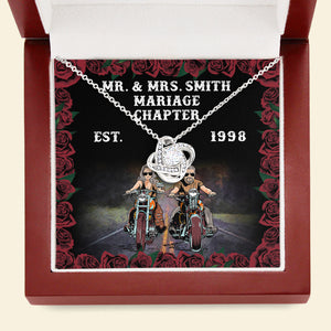 Biker Couple Marriage Chapter - Personalized Love Knot Necklace - Gift for Him/Her - Jewelry - GoDuckee