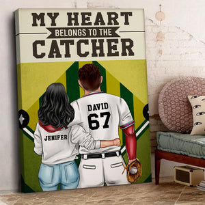 Personalized Baseball Couple Poster - My Heart Belongs A Baseball Player - Couple Shoulder to Shoulder - Poster & Canvas - GoDuckee
