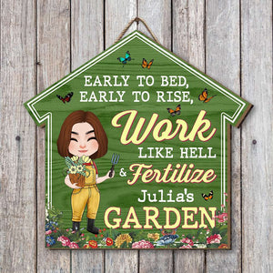 Early To Bed, Early To Rise, Personalized Wood Sign, Gifts For Gardening Girl - Wood Sign - GoDuckee