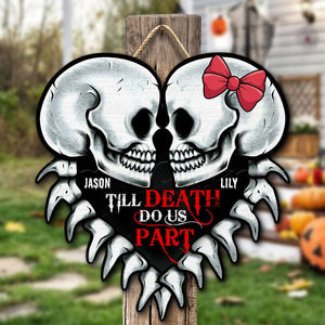Couple Till Death Do Us Part, Personalized Wood Sign - Wood Sign - GoDuckee