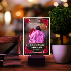 From Our First Kiss Till Our Last Breath - Personalized Led Night Light - Gift for Couple - Couple Back View - Led Night Light - GoDuckee