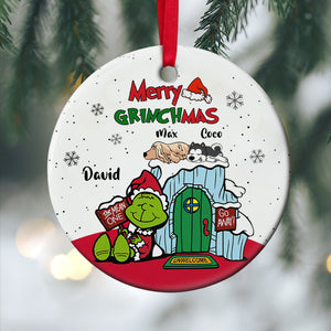 Merry Grinchmas Personalized Dog Ornament, Gift For Dog Lovers - Ornament - GoDuckee