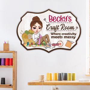 Craft Room Where Creativity Meets Messy Personalized Craft Metal Sign - Metal Wall Art - GoDuckee