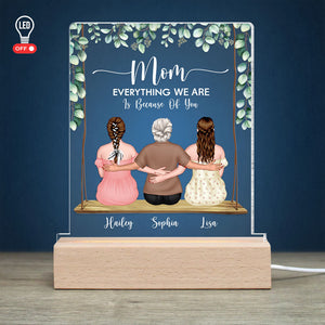 Mom Everything We Are Is Because Of You - Personalized Mom Led Light - Gift For Mom - Led Night Light - GoDuckee