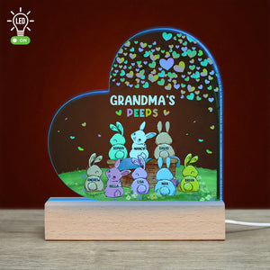 Grandma's Peeps, Personalized Led Light Wood Base, Gift For Grandma - Led Night Light - GoDuckee