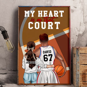 Personalized Basketball Couple Poster - My Heart Is On That Field - Couple Shoulder to Shoulder - Poster & Canvas - GoDuckee