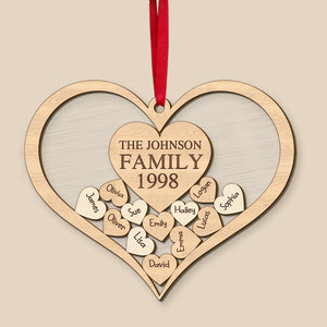 Personalized Family Heart Ornament, Christmas Tree Decor - Ornament - GoDuckee