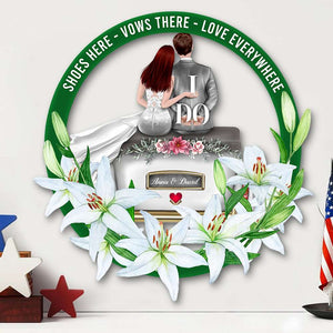 Shoes Here Vows There Love Everywhere, Personalized Wood Art, Gift for Just-married Couples - Wood Sign - GoDuckee