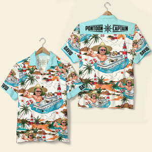 Pontoon Captain Personalized Pontoon Hawaiian Shirt, Gift For Man - Hawaiian Shirts - GoDuckee