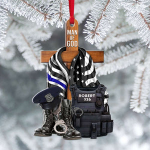 Police Man Of God, Personalized Acrylic Ornament - Ornament - GoDuckee