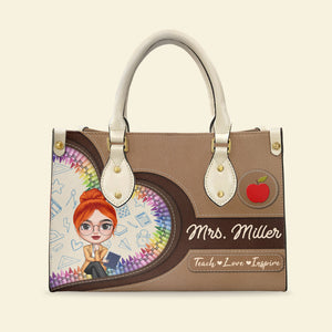 Teach Love Inspire Personalized Teacher Leather Bag, Gift For Teacher - Leather Bag - GoDuckee