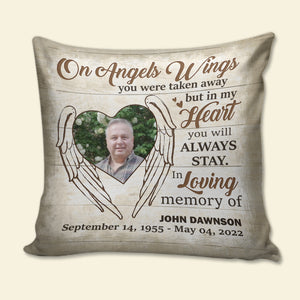 On Angels Wings You Were Taken Away, Heaven Square Pillow Memory Gift - Pillow - GoDuckee