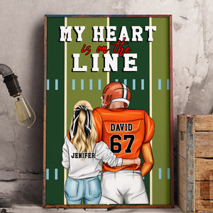American Football My Heart Is On The Line - Personalized Wall Art - Gift for Him - Couple Shoulder to Shoulder - Poster & Canvas - GoDuckee