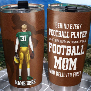 Personalized American Football Tumbler Cup - Mom Behind Every Football Player -Back Player - Tumbler Cup - GoDuckee