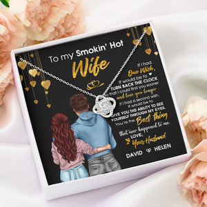 Couple To My Smokin' Hot Wife - Personalized Love Knot Necklace - Gift for Couple - Jewelry - GoDuckee