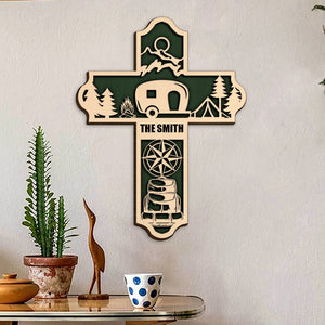 Camping Car Cross - Personalized 3D Wood Art - Gift for Campers - Wood Sign - GoDuckee