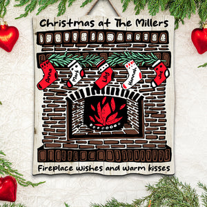 Fireplace Wishes And Warm Kisses Personalized Wood Sign, Christmas Gift - Wood Sign - GoDuckee