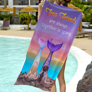 Always Together In Spirit - Personalized Mermaid Beach Towel - Gifts For Sister, BFF, Besties - Beach Towel - GoDuckee