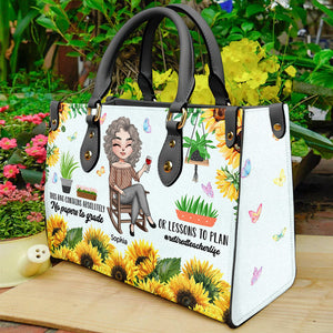 This Bag Contains No Papers To Grade or Lessons To Plan, Personalized Leather Bag for Retired Teachers - Leather Bag - GoDuckee