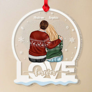 Couple Back View - Love Forever- Personalized Personalized Shape Ornament Gift For Couple - Ornament - GoDuckee