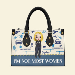 I'm Not Most Women Personalized Police Leather Bag Gift For Her - Leather Bag - GoDuckee