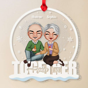Old Couple Together Since, Personalized Acrylic Ornament, Couple Heart Fingerprint Ornament - Ornament - GoDuckee