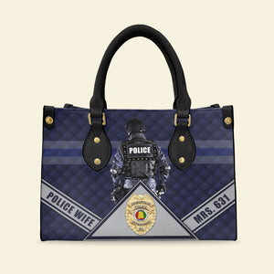 Police Badge With Custom State Seal Leather Bag, Gift For Wife - Leather Bag - GoDuckee
