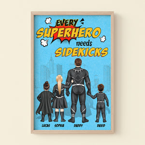 Every Super Dad Needs Sidekicks Personalized Family Canvas Print Gift For Dad - Poster & Canvas - GoDuckee