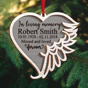 Heaven In Loving Memory, Personalized Memorial Wood Ornament - Ornament - GoDuckee