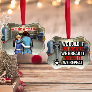 We're A Team, Build It, Race It - Personalized Couple Ornament - Valentine Gift, Christmas Gift For Dirt Track Racing Couple - Ornament - GoDuckee