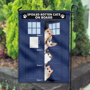 Personalized Gift For Cat Lover, Spoiled Rotten Cats On Board Custom Flag - Flag - GoDuckee