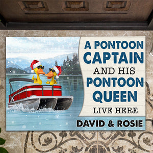 Personalized Duck Welcome Doormat Gifts for Couple - Pontoon Captain and His Pontoon Queen - Doormat - GoDuckee